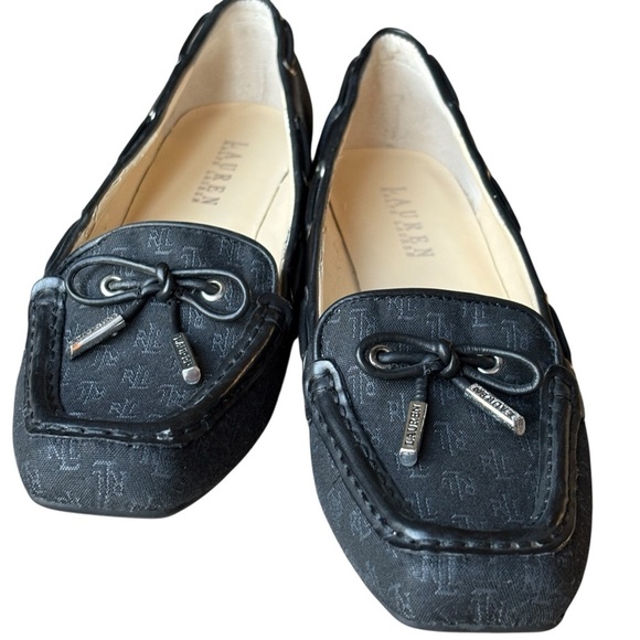 Ralph Lauren Black Loafers Penny Flats Logo Womens Size 7M - Picture 2 of 10